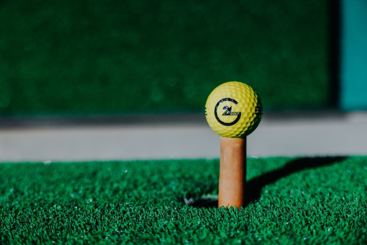 21 Golf branded ball on the automatic tee system