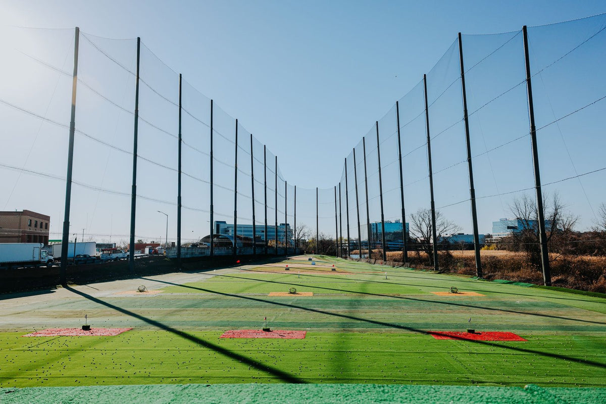 21 Golf Range driving range field with Toptracer targets, Palisades Park NJ